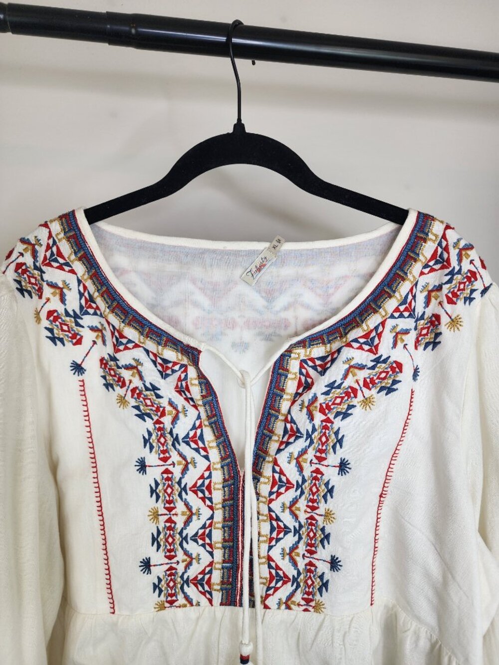 Faherty Maisie Embroidered Linen Blend Top White Feather Flock Size XL - Picture 5 of 11